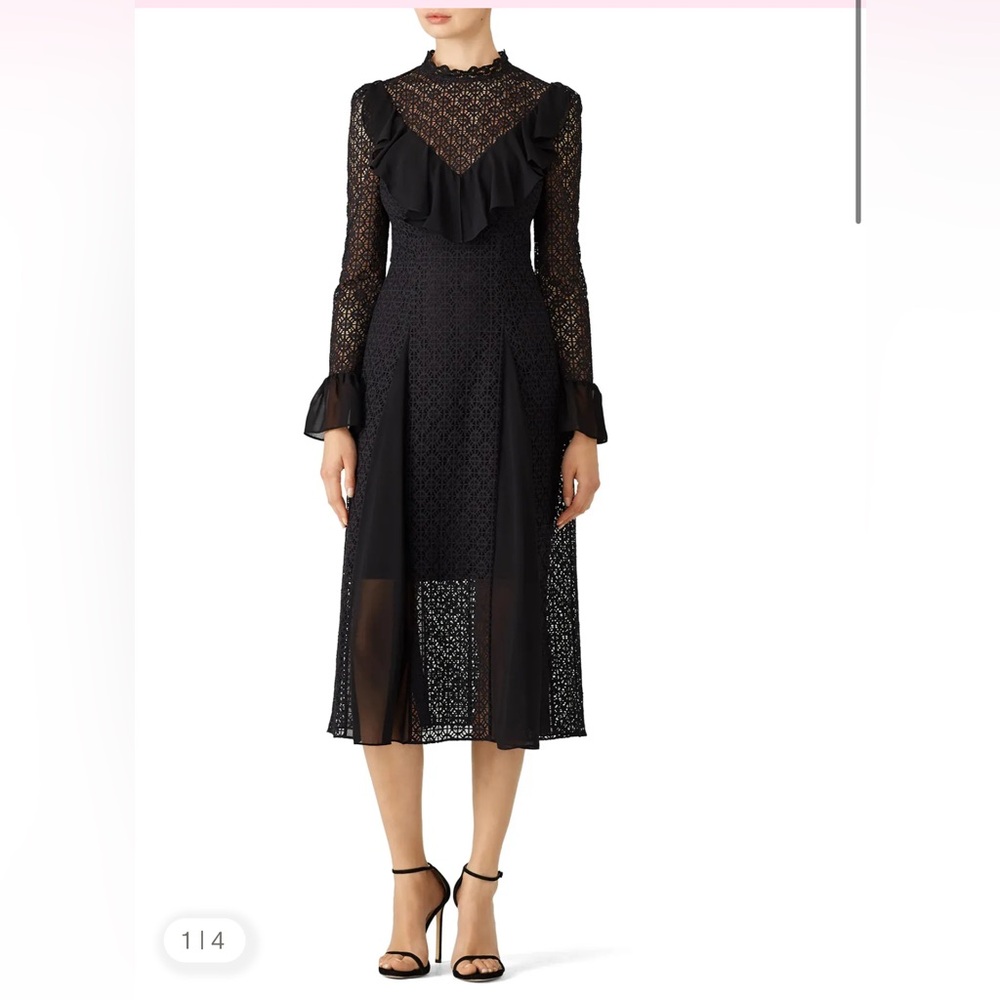 Temperley London Prairie Lace Dress in Black Cotton